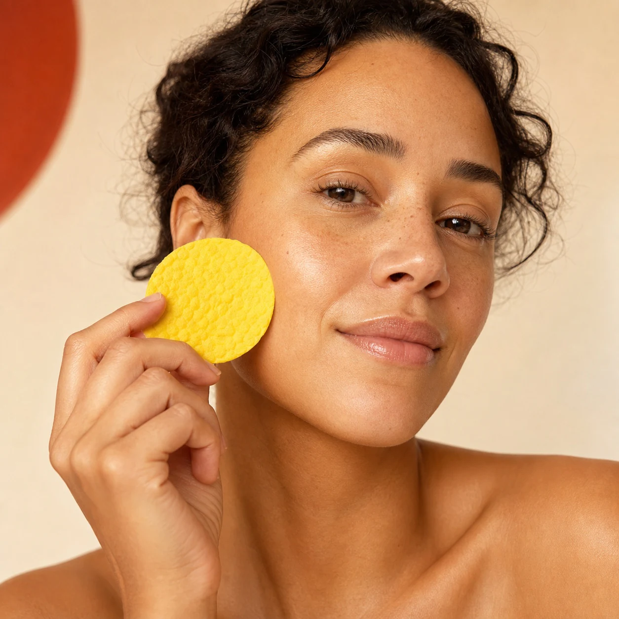 Simple skincare routine with an LTEPSKA yellow pad
